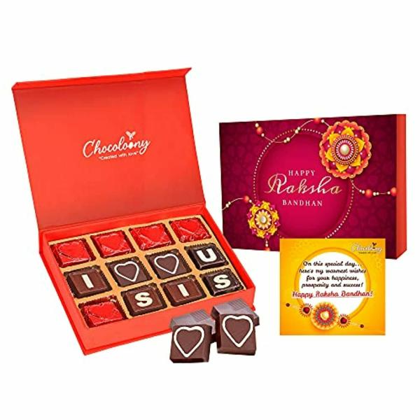 Chocoloony Chocolate Gift Pack and Wishing Card Milk Flavour for Raksha
