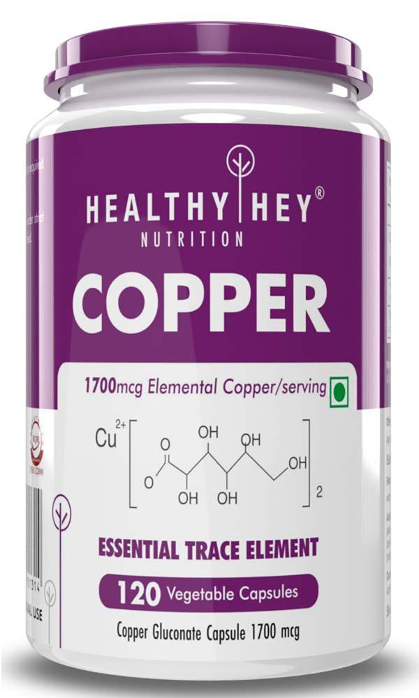 Healthyhey Nutrition Chelated Copper Gluconate 1700 Mcg, 120 Capsules