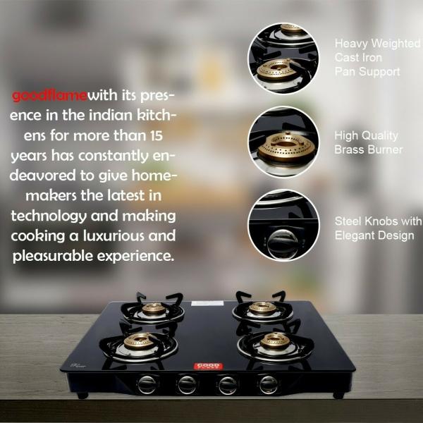 GOOD FLAME 4 Burners Nano Black Glass Gas Stove JioMart