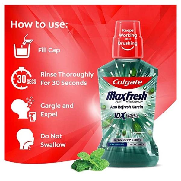 Colgate Maxfresh Plax Mouthwash Fresh Breath Freshmint 750ml (250ml x