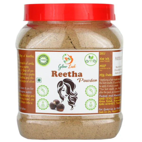 Glow Lush Natural Reetha Powder for Hair pack & wash(250g)Aritha
