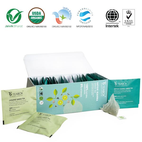Teabox Detox Kahwa Green Tea Bags 25 Pieces For Natural Body Cleanse