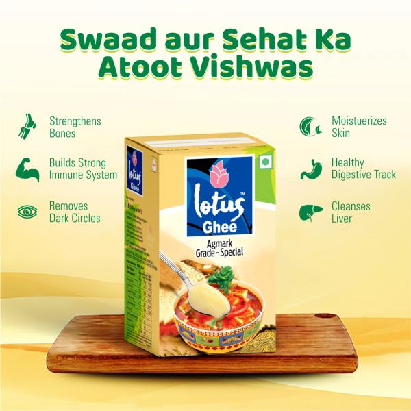 Lotus Pure Ghee 1 Litre Ceka Pack, Healthy with Real Aroma, Agmark