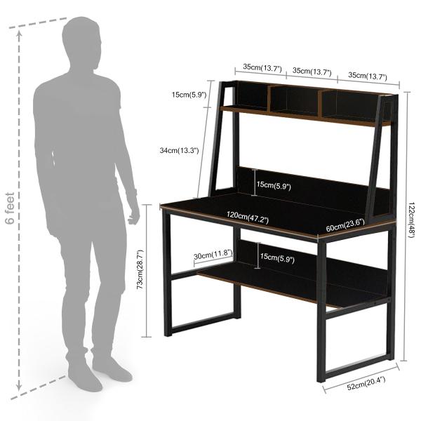 Kawachi Computer Desk Writing Study Table with Storage Shelf Space