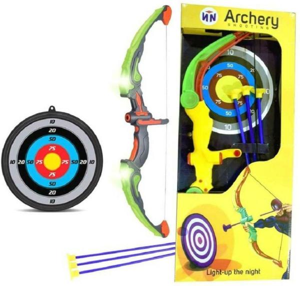 NAVRANGI Multicolor Archery Bow and Arrow Toy Set with LightUp Feature