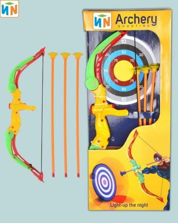 NAVRANGI Multicolor Archery Bow and Arrow Toy Set with LightUp Feature
