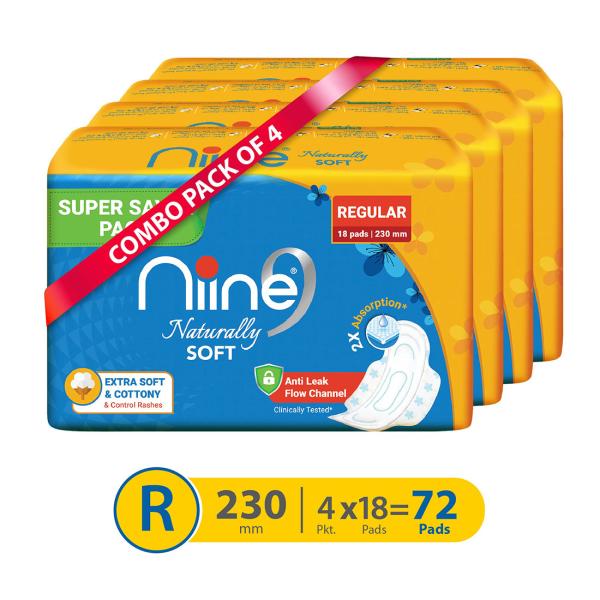 Niine Naturally Soft Regular Sanitary Napkins for women (Pack of 4) 72