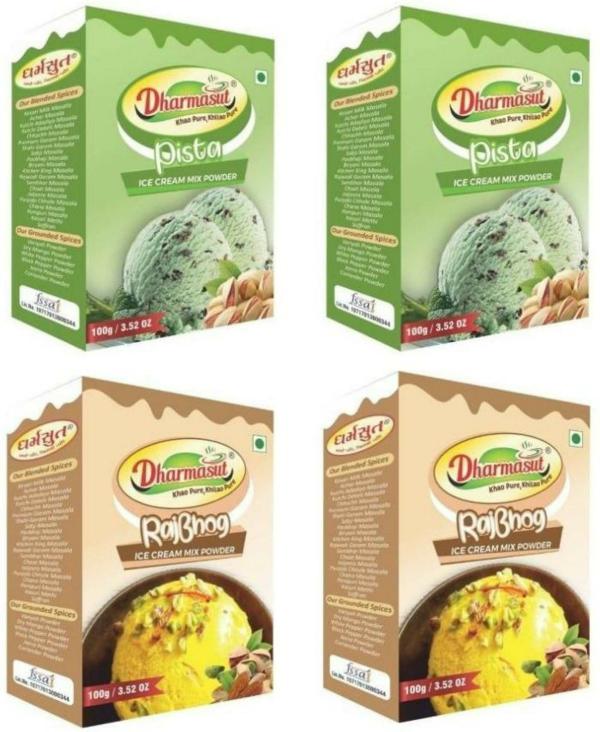 Dharmasut Pista, Rajbhog Ice Cream Mix Powder, 100 G Each Of 4