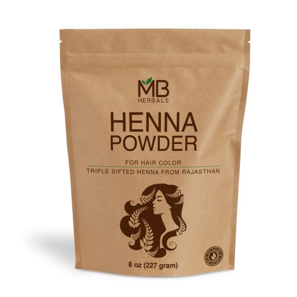 MB Herbals Natural & Pure Henna Powder 227G For Natural OrangeRed Hair