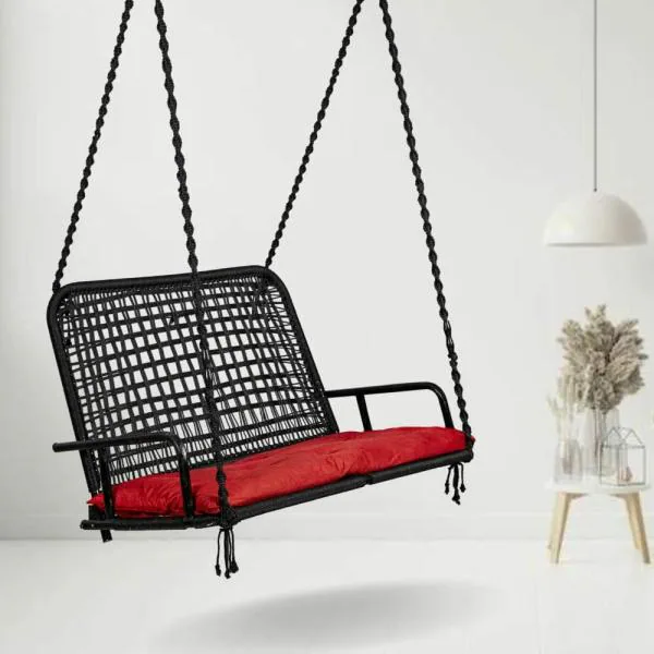 Swingzy Black Double Seater Uncle Garden Swing Chair for Adults 63 x 51