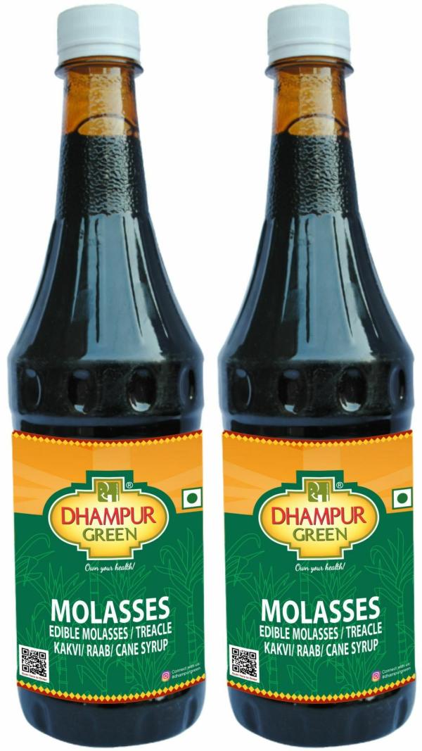Dhampur Green Molasses 1kg X 2, Molasses Liquid Jaggery for Topping