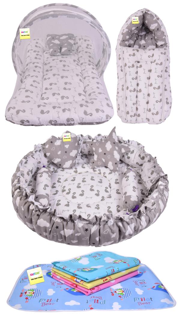 Kwitchy New Born Baby Bedding Set Combo of Sleeping Bag Reversible Nest