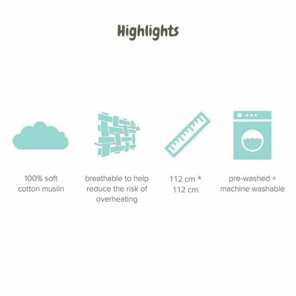 Elementary Organic Cotton Muslin Swaddle Wrappers Flying Bunny Hearts