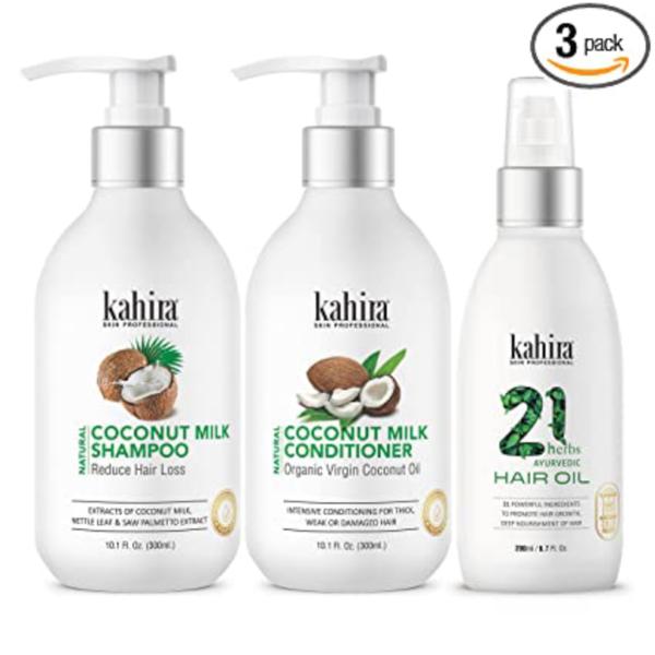 Kahira Coconut Milk Shampoo And Conditioner And 21 Herbs Hair Oil (Set of  3) - JioMart