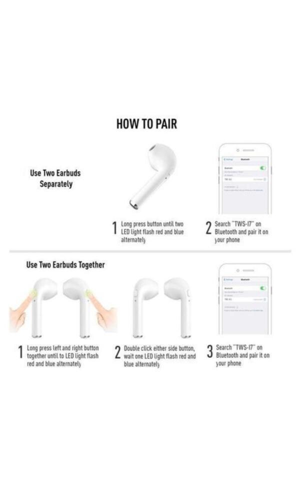 AK i7S TWS New Latest Design Mini Twins Bluetooth Headphone Wired