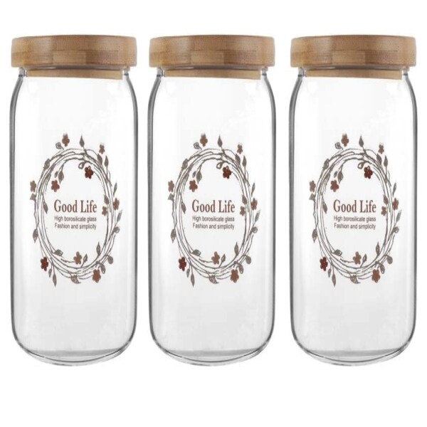 Homies 1000 Ml Glass Utility Container Mason Jar Canister For Kitchen Spices Masala Cereal Biscuits Pack Of 3 Clear Jiomart