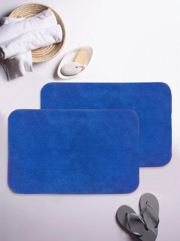 BIANCA benz blue SoftCotton Bath Mat With Rubber Back 2pc Medium solid(60 cm x 40 cm) JioMart