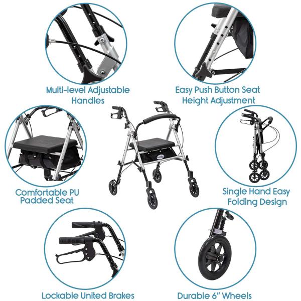 KosmoCare Rollator Walker (Without Footrest Silver) JioMart