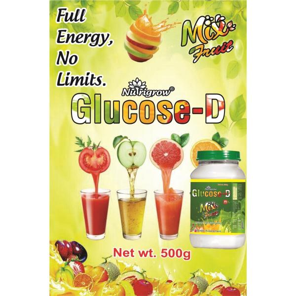 NUTRIGROW GlucoseD Mix Fruit Energy Boost with Vitamin D/pack of 2 (500 gm,) (Mix Fruit