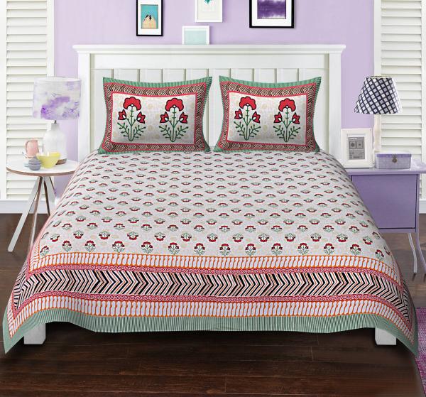 eTape's Cotton Mumtaz Design Paisely Printed King Size Bedsheet With