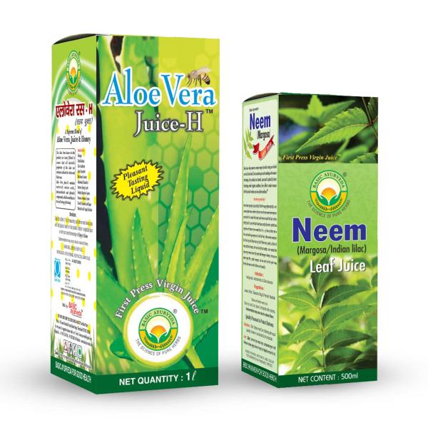 Basic Ayurveda Aloe Vera Juice With Honey 1000 ml with Neem Leaf