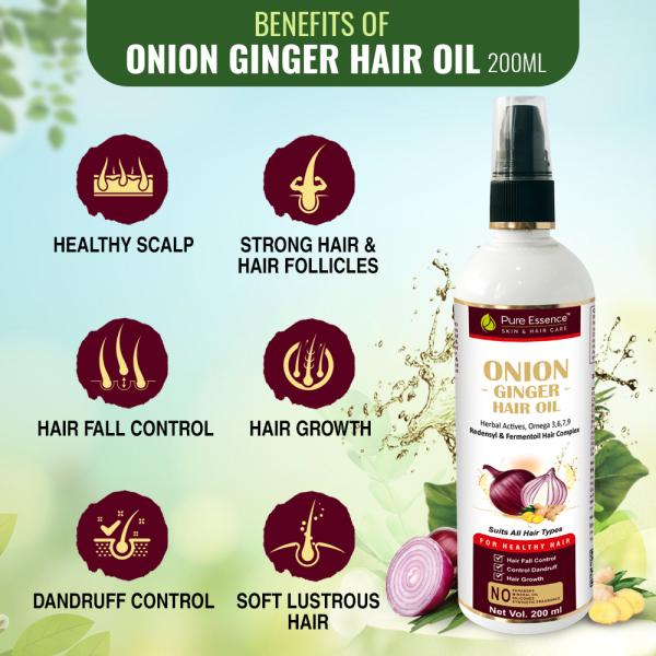 Pure Essence Onion Ginger Hair Oil Suit all type of Hair Hair Growth & Control Dandruff