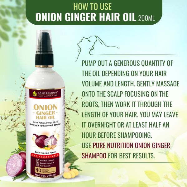 Pure Essence Onion Ginger Hair Oil Suit all type of Hair Hair Growth