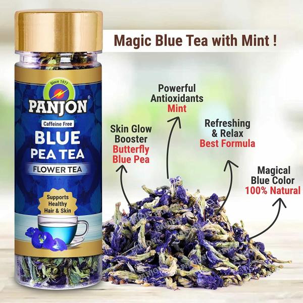 Panjon Blue Pea Flower Tea with Mint, Caffeine Free Blue Tea For Healthy  Skin & Hair 3 Jars - JioMart