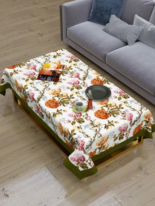 The Home Story 100 Cotton Centre Table Cover; 40x60 Inches; Floral