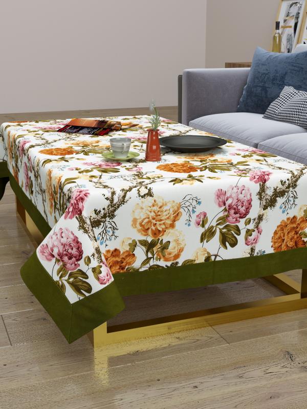 The Home Story 100 Cotton Centre Table Cover; 40x60 Inches; Floral