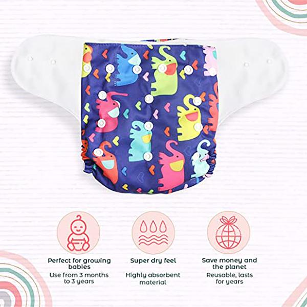 MY NEW BORN Printed Cloth Diapers with Microfiber Inserts (Pack of 4