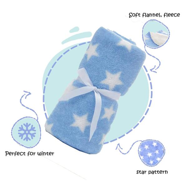 MY NEWBORN Blue Star Print Double Layered Baby Blanket/Wrapper for Baby