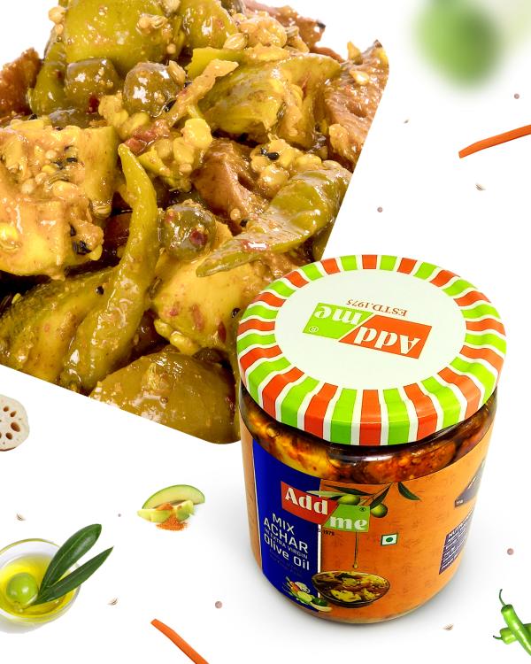 Add Me Home Made Mixed Pickle 500gm in Extra Virgin Olive Oil Achar