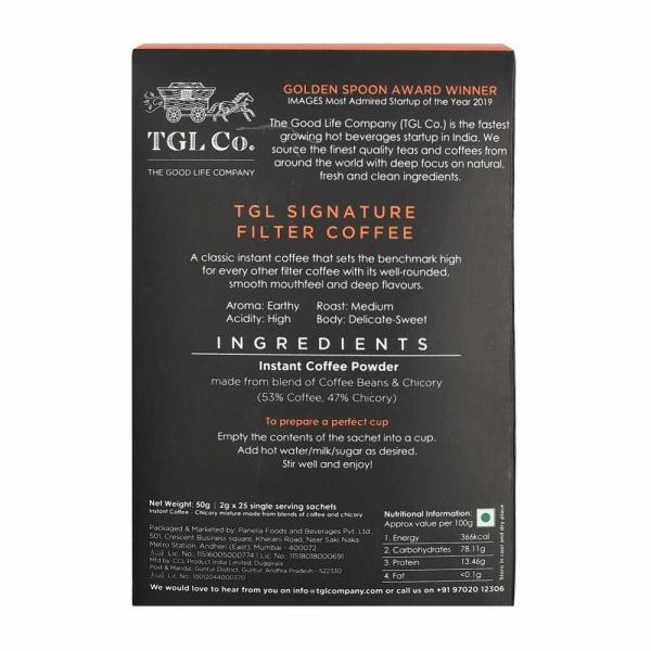 TGL Co. Signature Filter Instant Coffee Powder Stick Sachets 25 Sachet