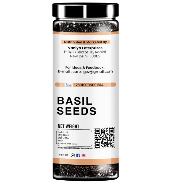 Nutvit Raw Basil / Sabja /Tukhmariya seed for Weight loss with Omega 3