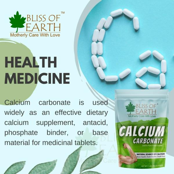 Bliss of Earth Calcium Carbonate Powder Food Grade, For Strong Bones