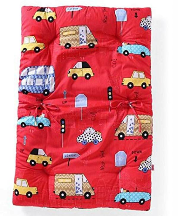 Cuteably Pink New Born Baby Bedding Mattress Set With 2 Side Bolster 1