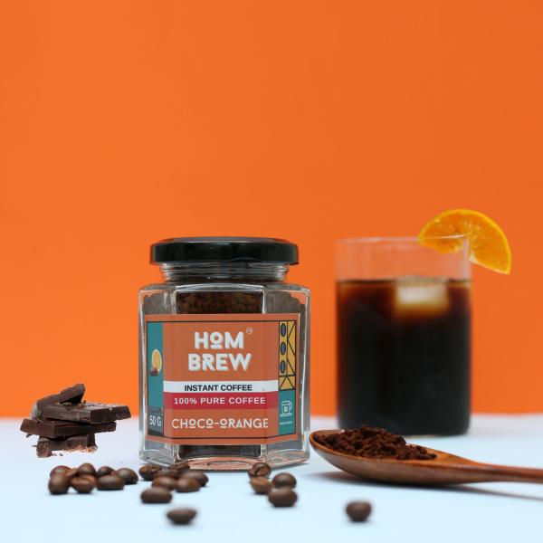 Hombrew ChocoOrange Flavoured Instant Coffee 100 Pure coffee Dark