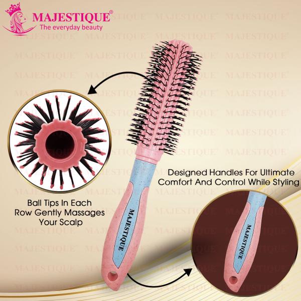 MAJESTIQUE Roller Hair Brush for Blow Drying & Hair Styling Nylon Bristles Round Hair Brush