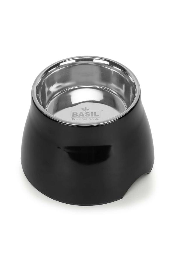 Petblush Basil Royal Yet Noble Black Melamine Pet Elevated Food Bowl