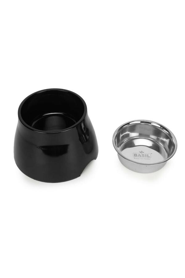 Petblush Basil Royal Yet Noble Black Melamine Pet Elevated Food Bowl