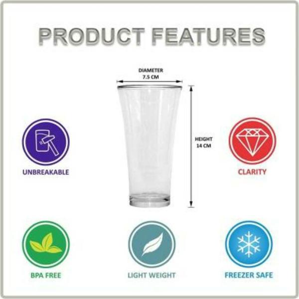 Dignity (Pack of 6) Unbreakable, Full Transparent, Stylish Plastic