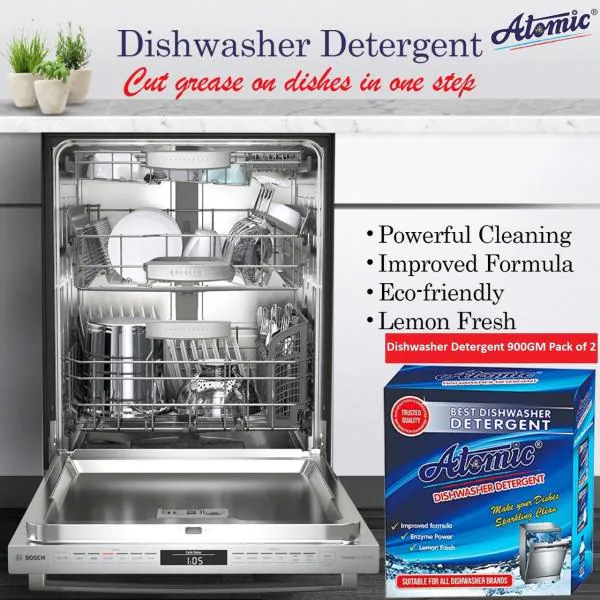 Atomic Dishwasher Detergent Powder 900 GM, Pack of 2 by