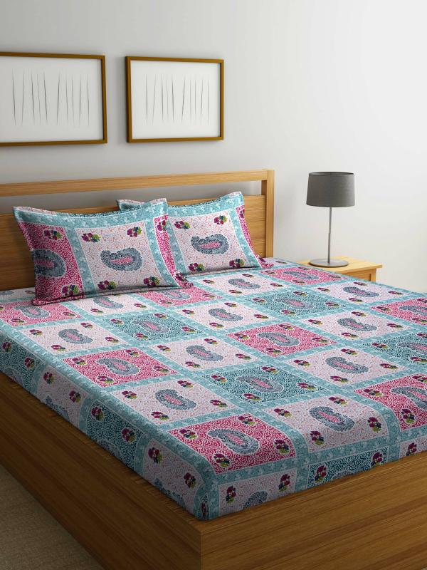 Bombay Dyeing Red Polycotton Double Bed Sheet With Pillow Cover JioMart