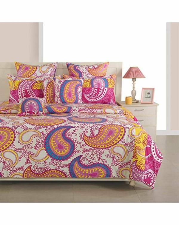 Swayam Paisley Design Cotton Double Bedsheet with 2 Pillow Covers (274.