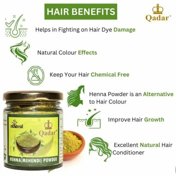 Qadar Herbal Henna Mehndi For Hair | Mehndi Leaf Powder | Natural Hair Dye  and Mehndi Design Without Chemicals (75g) - JioMart