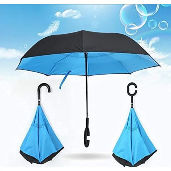 KARTUNBOX Double Layer Inverted Reversible No Drip Umbrella with C