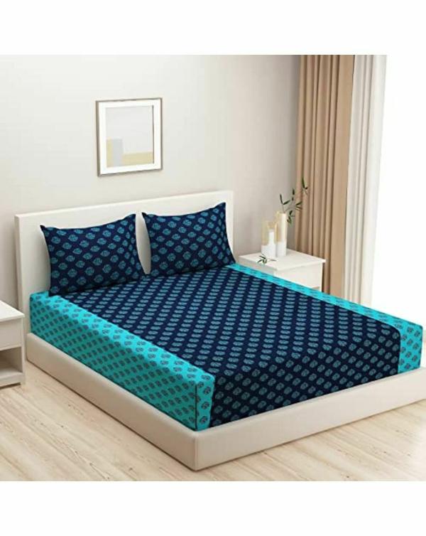 Swayam Floral Design Cotton Extra Large King Bedsheet with 2 Pillow