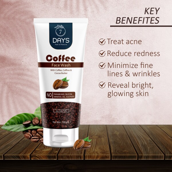 7 DAYS Coffee Face Wash with Coffee, Caffeine Cocoa Butter 100 g