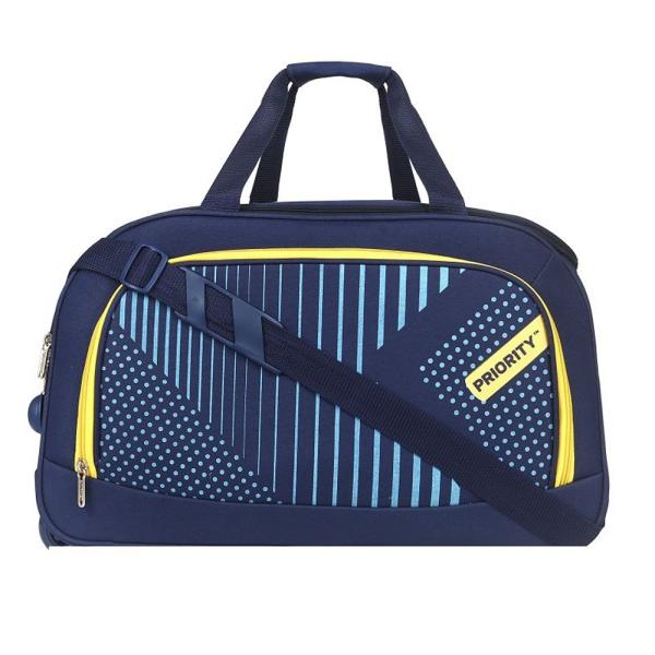 Priority Neptune Navy Blue Polyester 2 Wheel Duffle Trolley Bag 56 cm